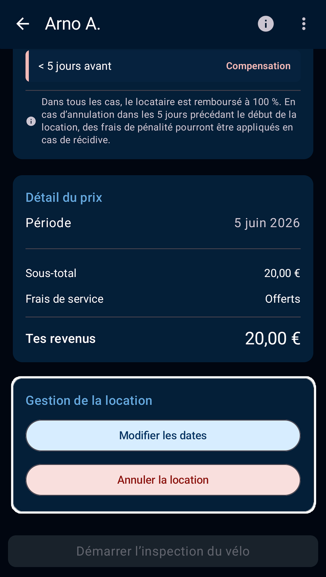 deuxième écran d’annulation