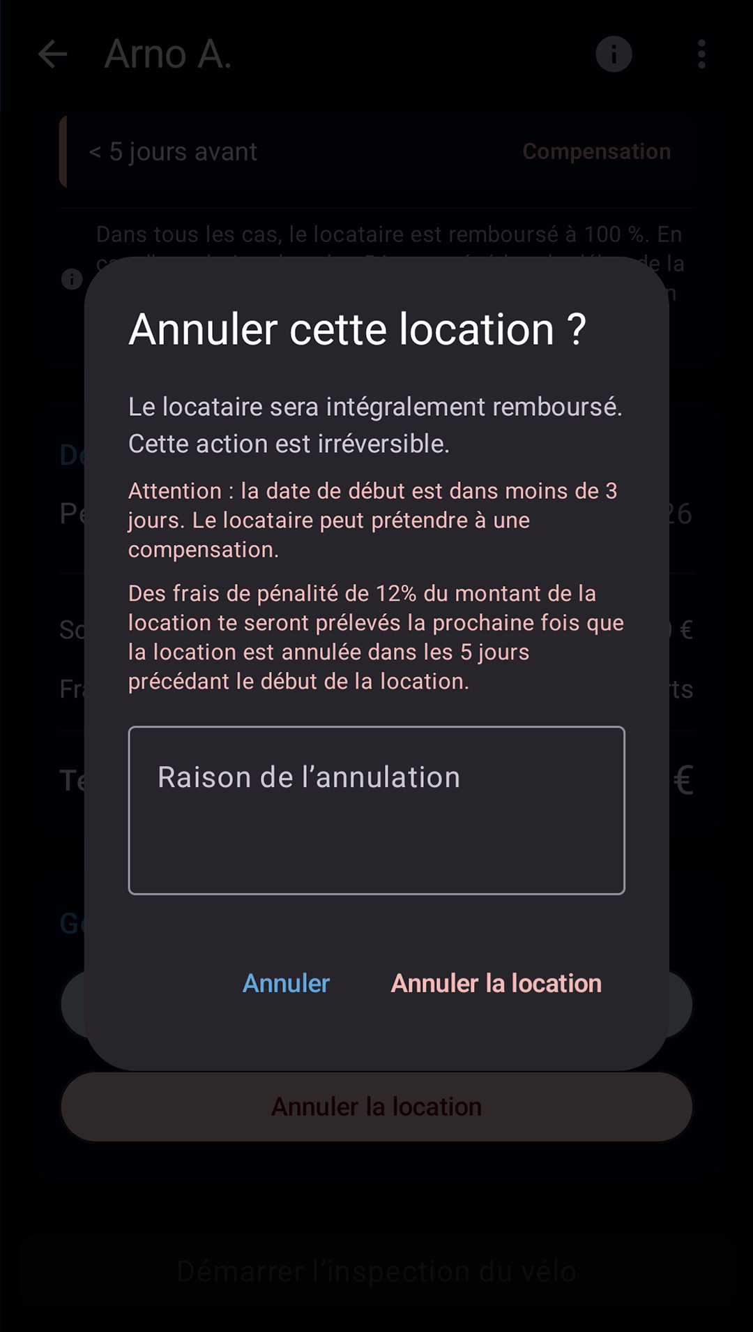 écran d’annulation