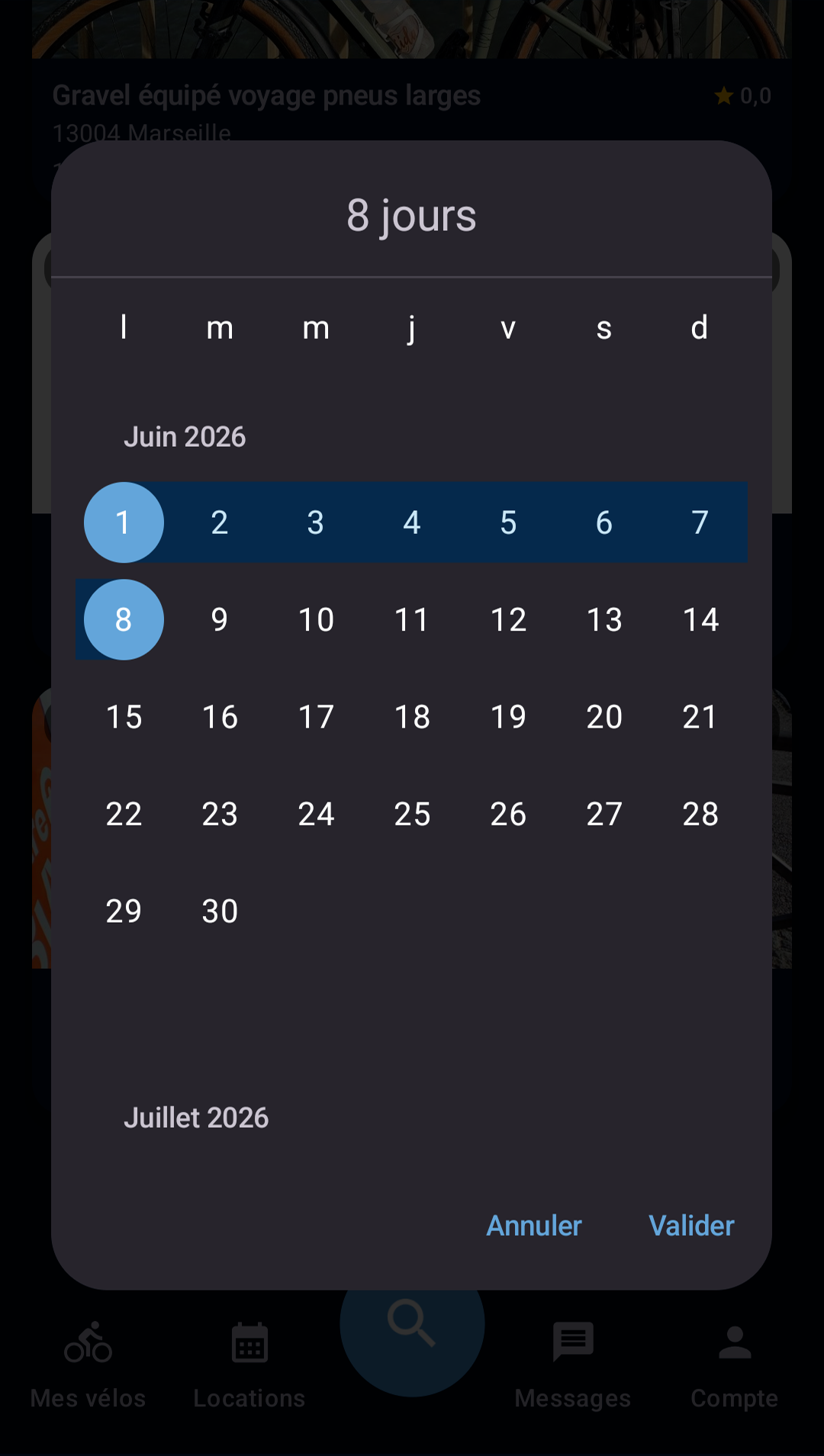 sélecteur de dates