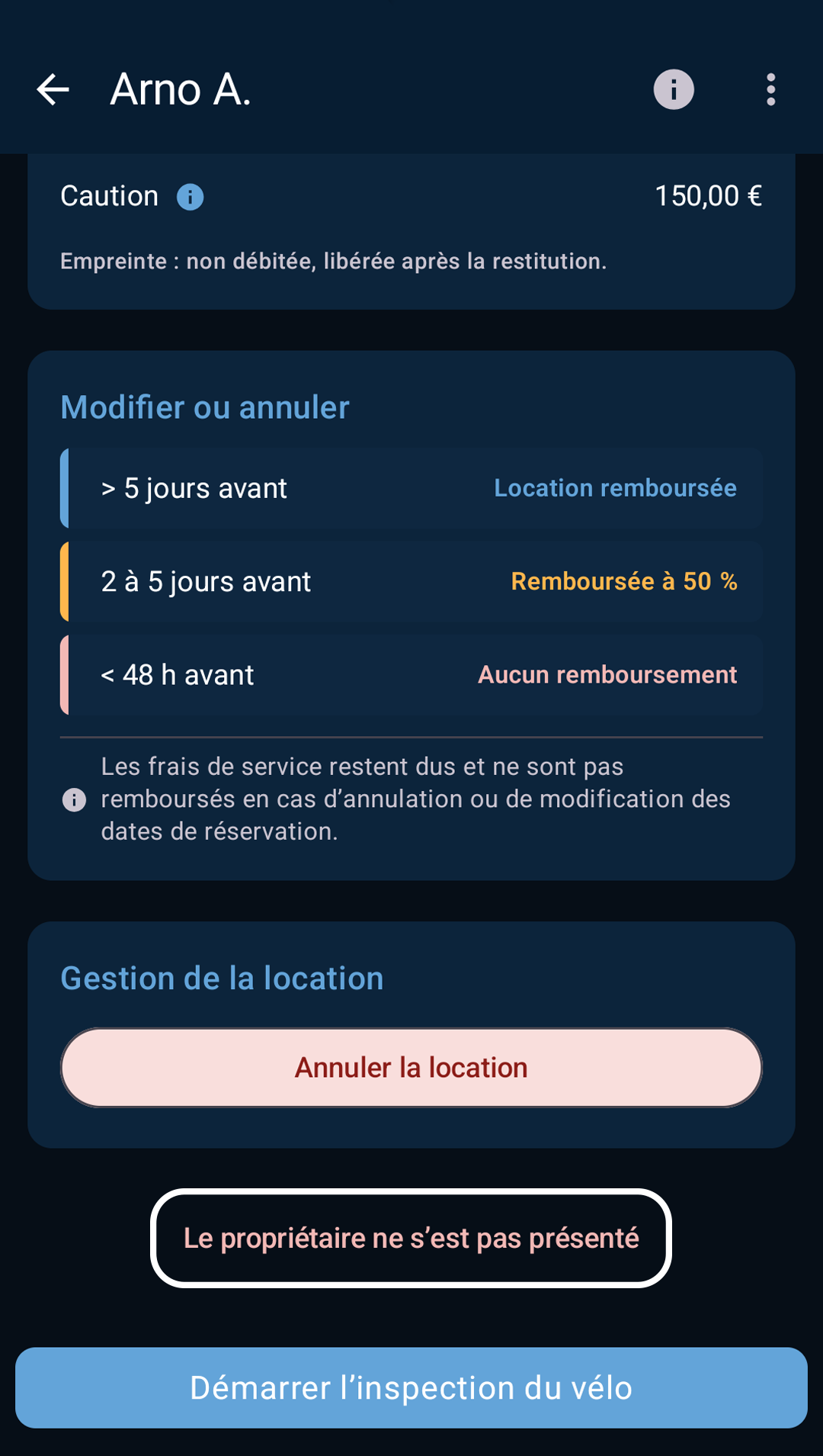 écran de location, propriétaire pas présent
