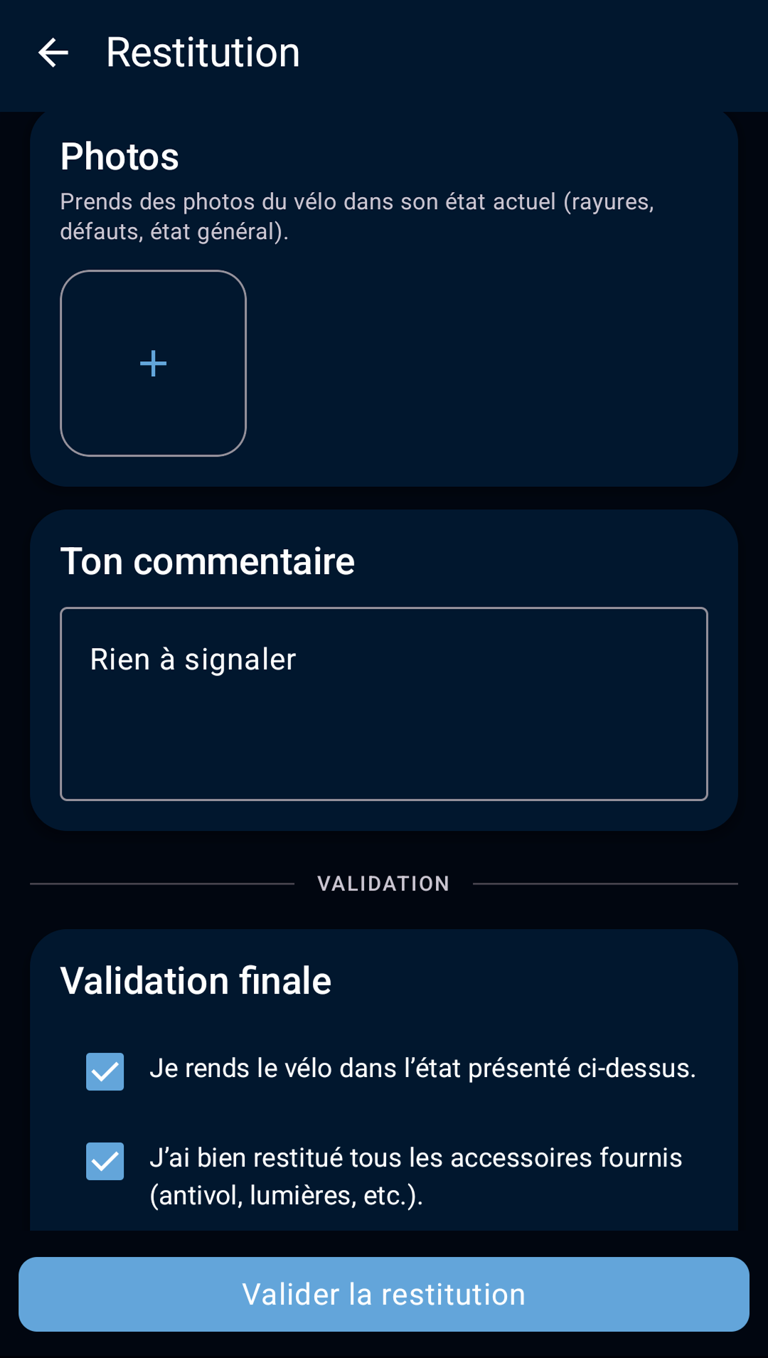 écran de restitution